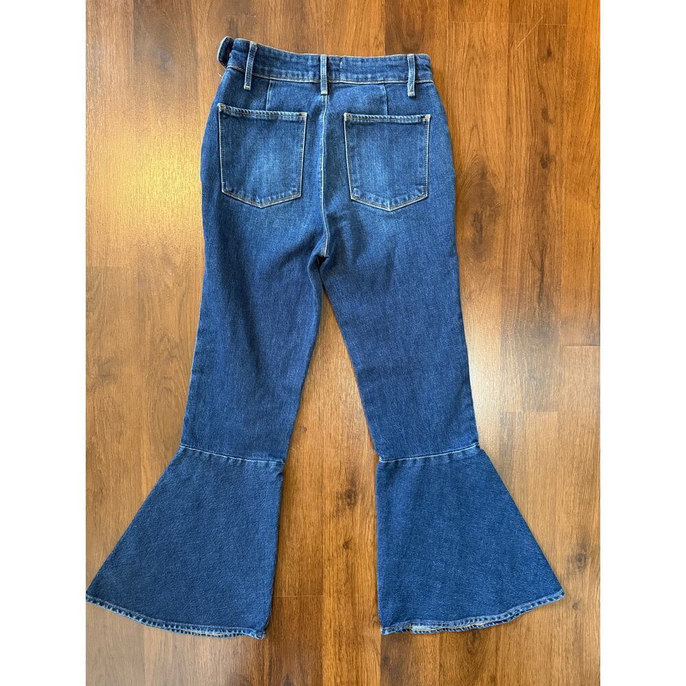 Frame Denim Flounce Jeans Delavan Blue Sz 26 Crop Flare Side Zip Boho - Picture 3 of 9